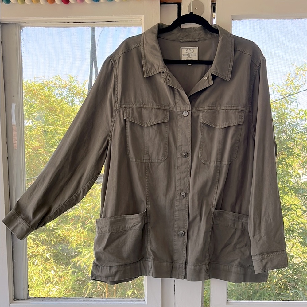 FAT FACE UK green cotton field jacket with front pockets size 18